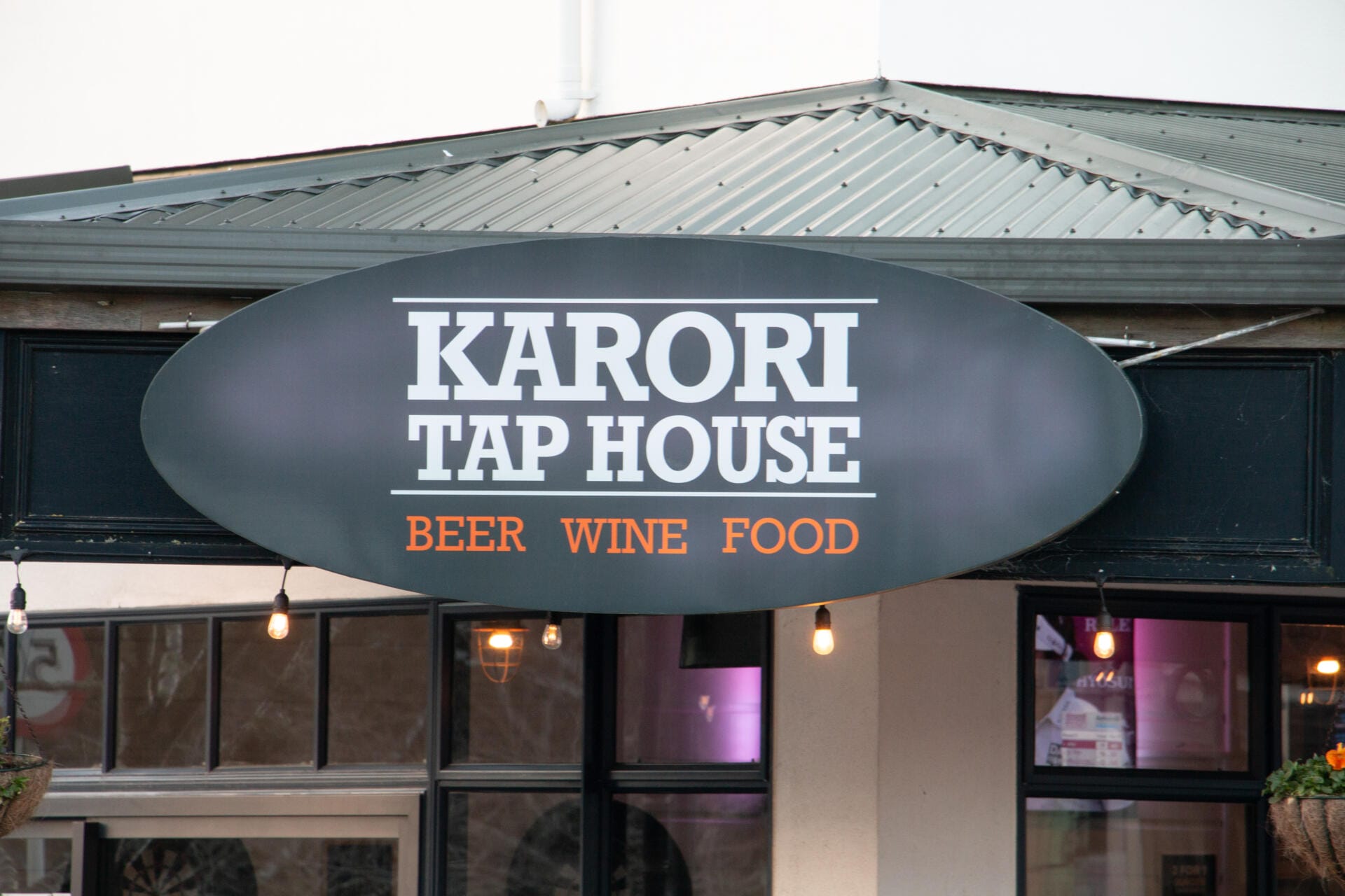 Karori Tap House sign above entrance