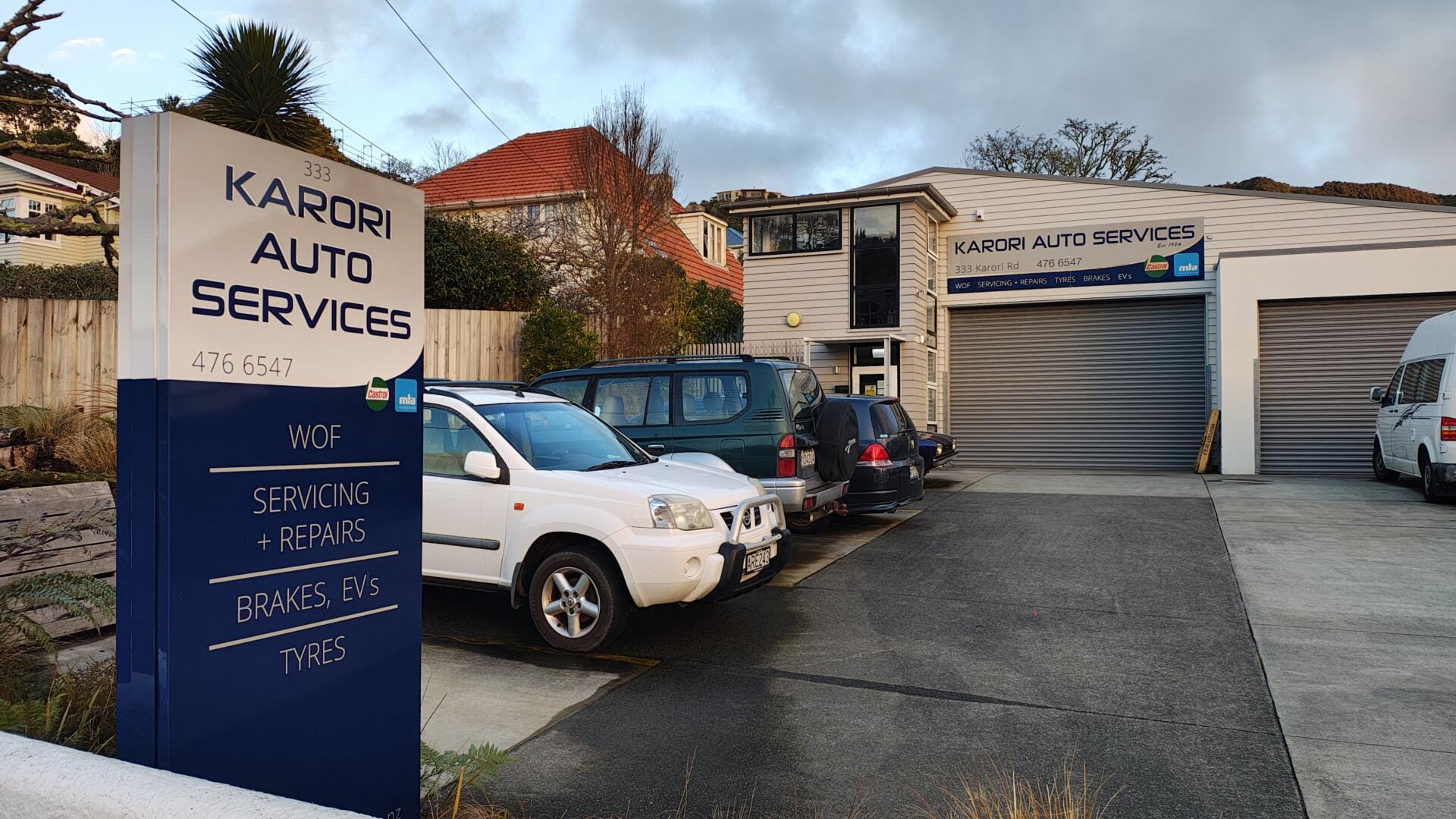 Karori Auto Services workshop with parked cars