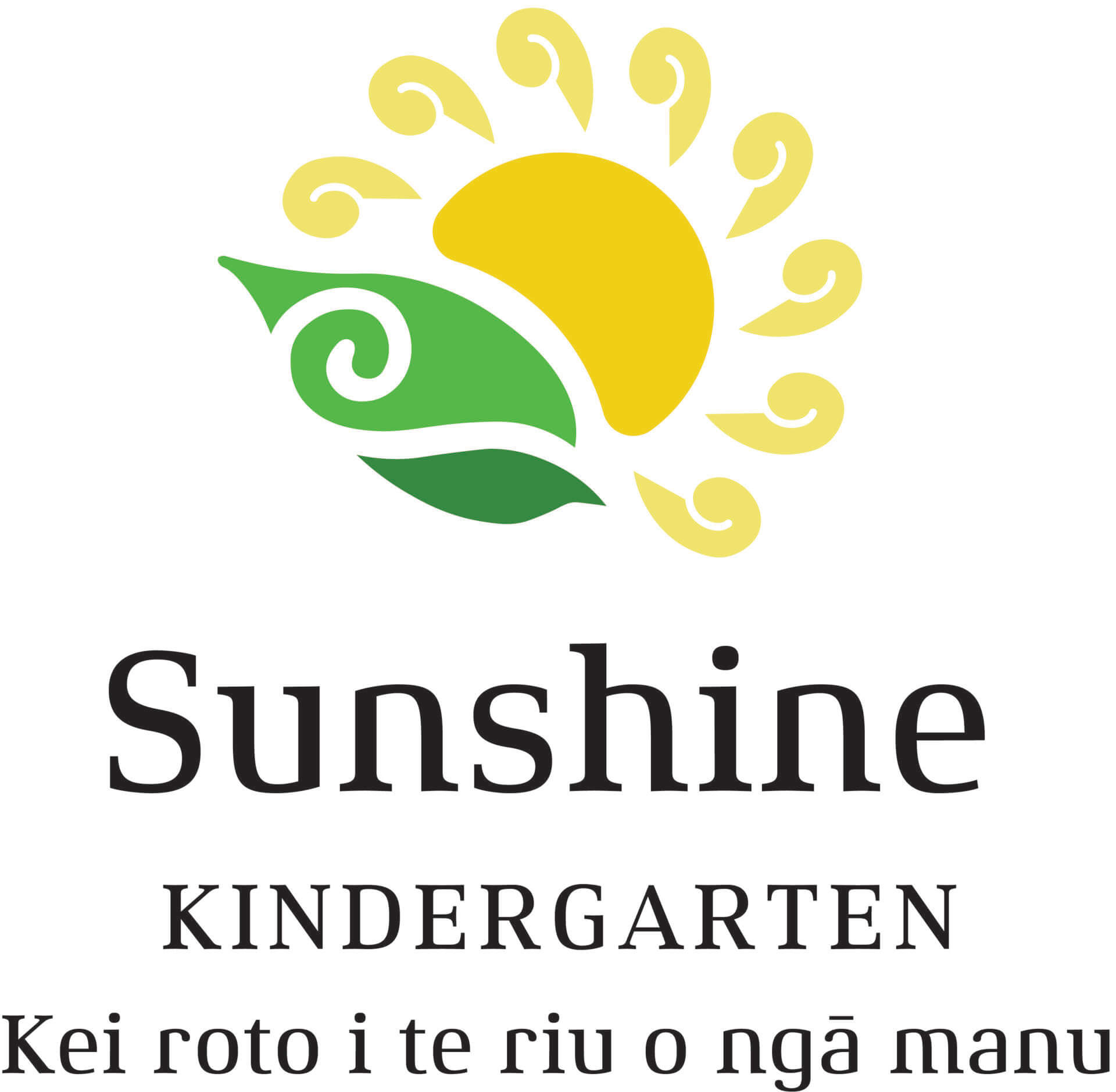 Sunshine Kindergarten logo with sun and wave