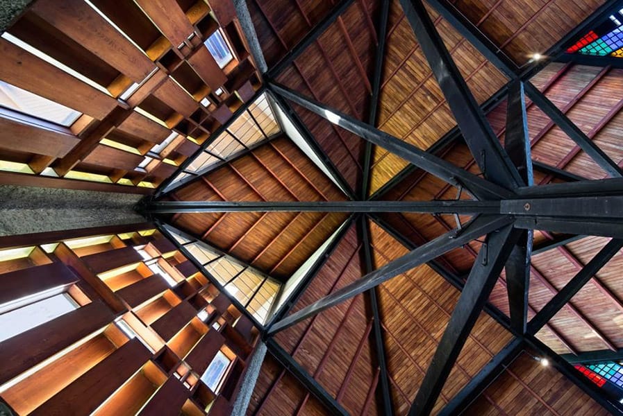 Timber and steel vaulted ceiling interior