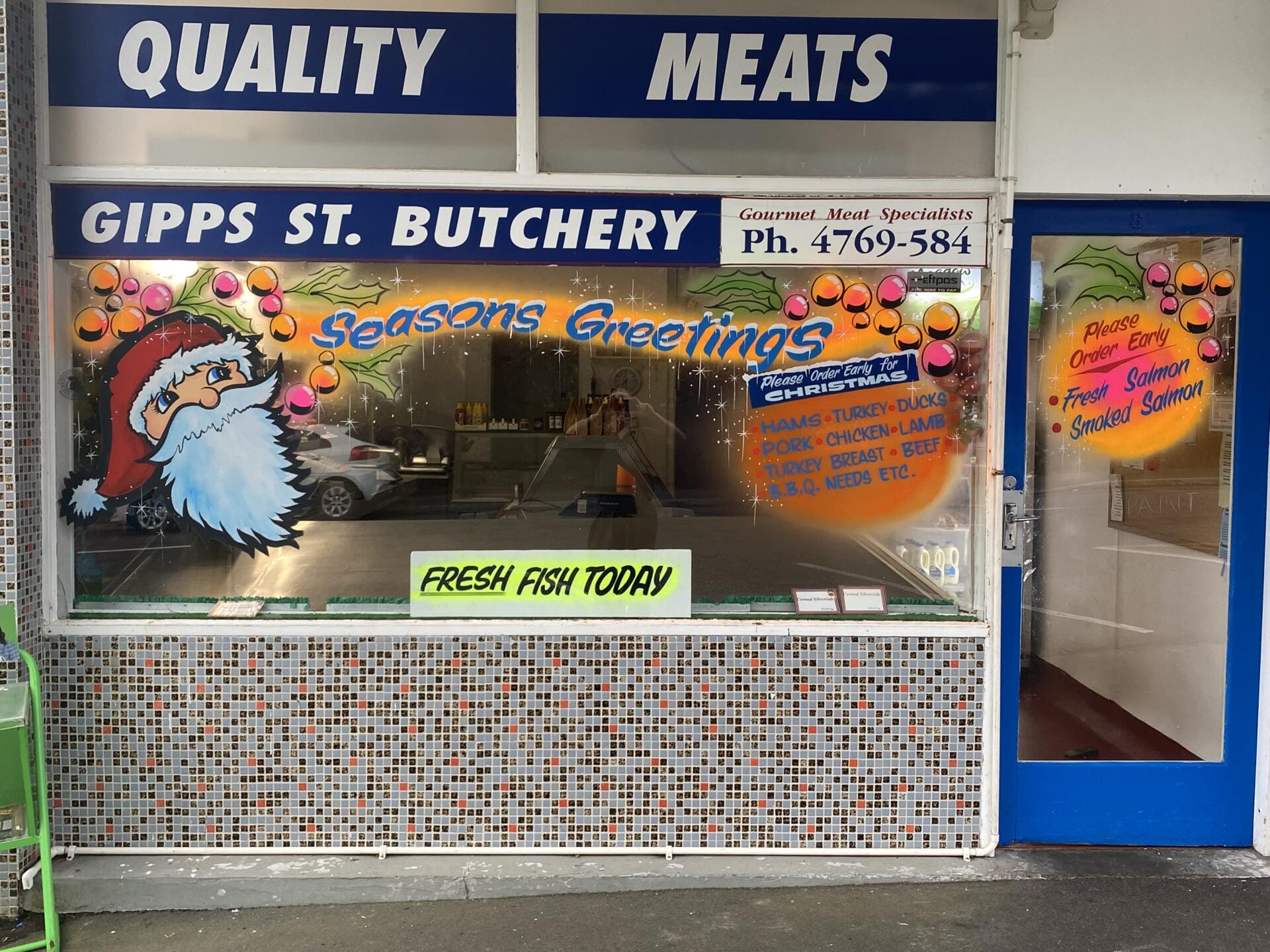 Gipps St. Butchery Christmas window display