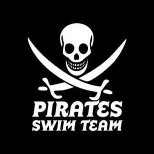 Skull and crossed swords Pirates Swim Team logo