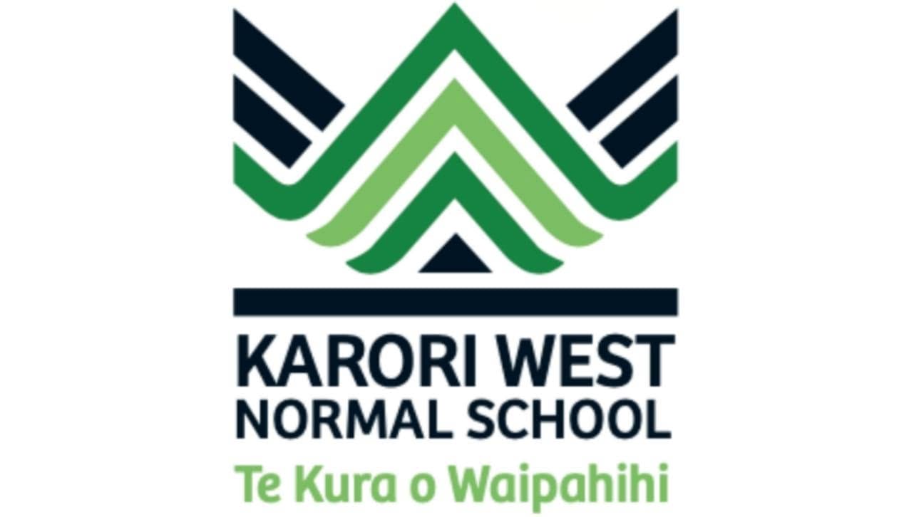 Karori West Normal School logo in green and navy